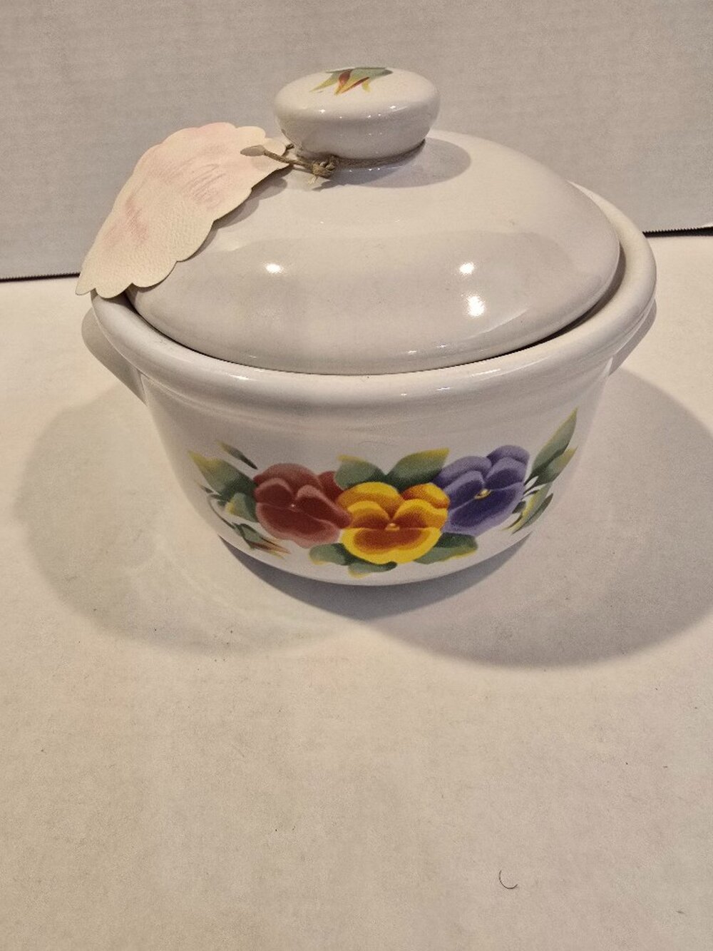 Candle 3-wick Individual Cassarole Dish Lidded Corning Summer Blush Floral Pansy